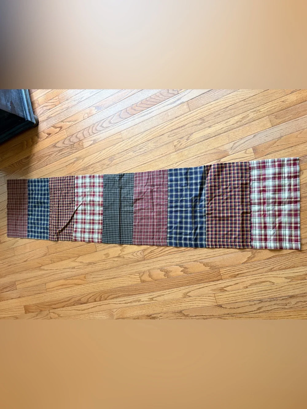 VHC Brands, Beckham, Cotton, 16x72, Patchwork Valance, Red